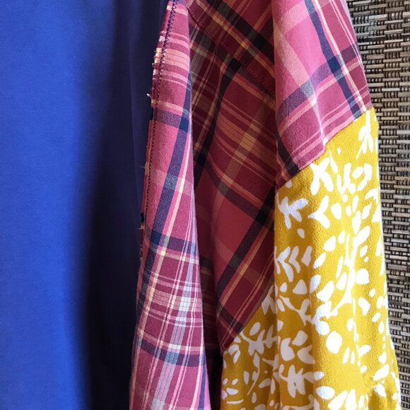 Upcycled Boho Poncho Fits XL-4X: Handmade Bohemian Tunic, Reworked Hippie Blouse - Picture 11 of 16